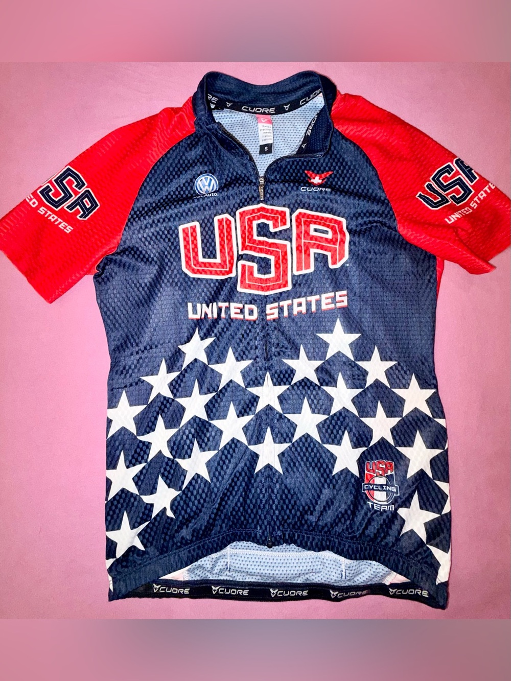 CUORE USA Cycling National Team Jersey Men's Small S Stars Stripes Volkswagen